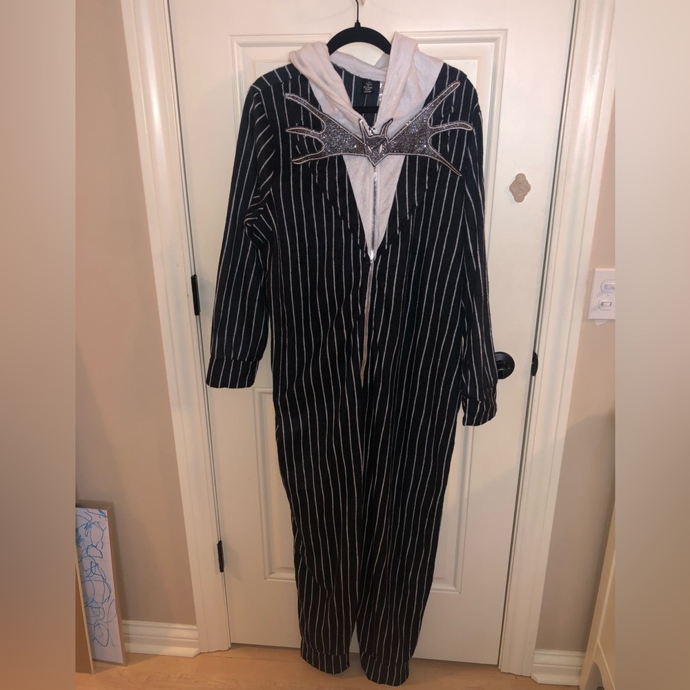 Disney Nightmare Before Christmas Onesie PJs Jack Skellington Hooded Onesie